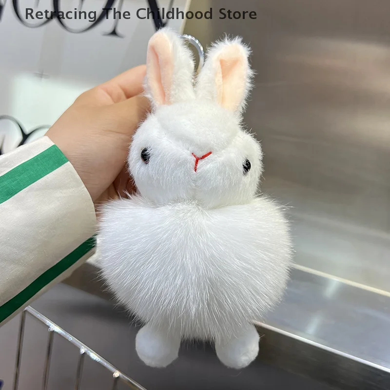 Cartoon Animation Real Fox Plush Rabbit Key Chain Pendant Fashion Kawaii Rabbit Keychain Backpack Decoration Accessories