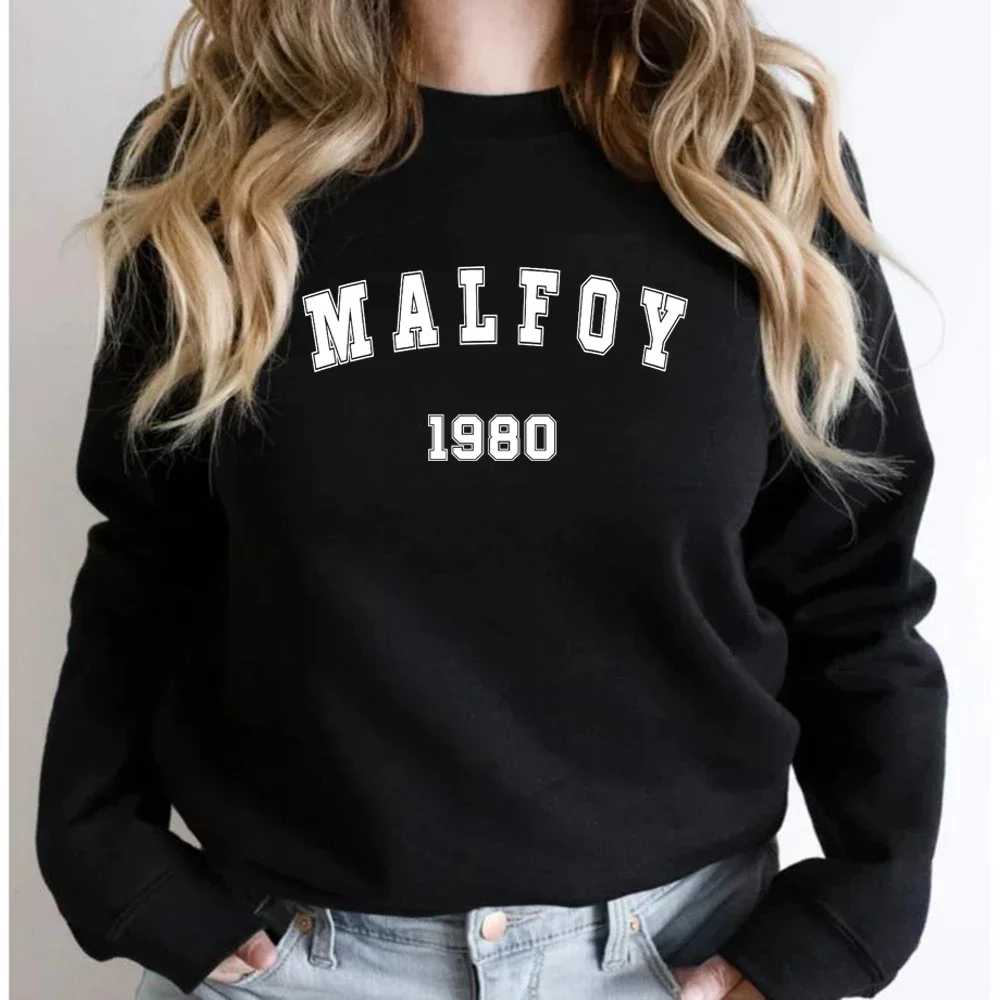 Malfoy 1980 Unisex Crewneck Sweatshirt Malfoy Tops Graphic Hoodies Women Short Sleeve Sweatshirts Streetwear Pullover