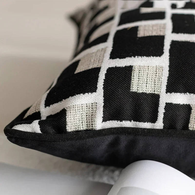 Nordic Modern Simple Light Luxury Cushion Cover Black Gold Geometric Texture High-end Living Room Sofa Pillow Covers Decorative