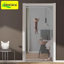 EROCACA Zipper Door Screen Anti-cat Door Curtain Up Opening & Left Opening Shape Anti-mosquito Mesh Screen for Pet Living Room