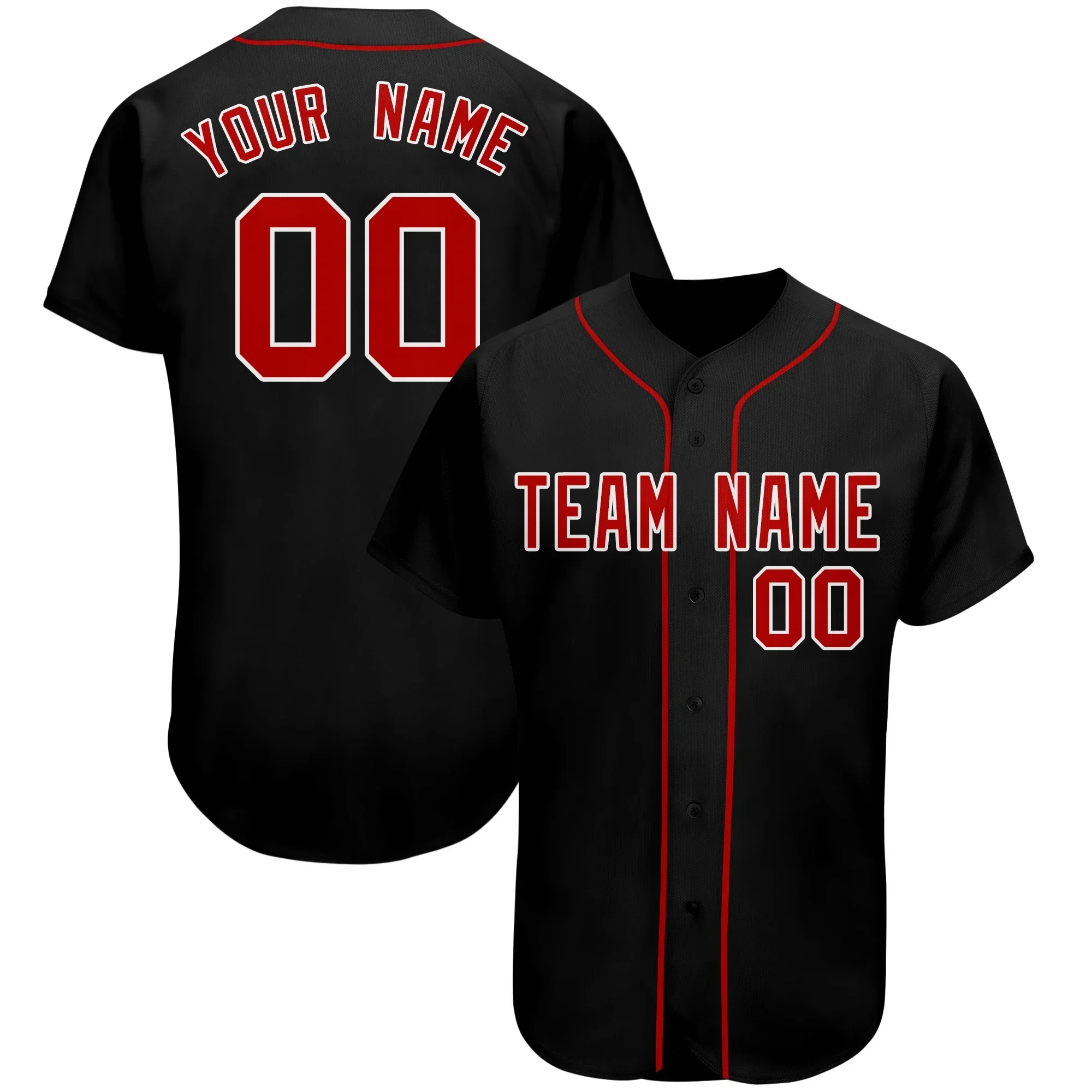 Botão completo personalizado V-Neck Baseball Jersey, Sportswear do atleta de treinamento lavável, imprimir seu nome, número e logotipo, homens, senhora, crianças