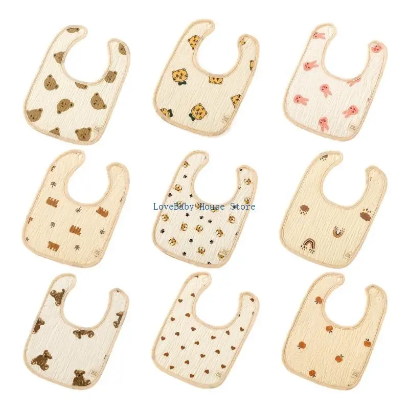 

BX0D 6-Layer Burp Cloth Cotton Bib Soft Comfortable Adjustable Ushaped Drooling Bib
