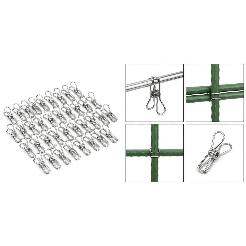 20mm Greenhouse Clips Stainless Steel Plant Stakes Clips Plant Cover Climbing Plant Holders Expandable Support Design