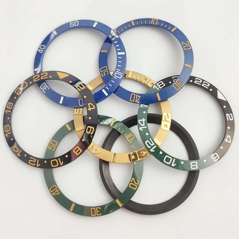 

38mm silver ceramic Diver style watch bezel inserted into 40mm case replaces accessory diving bezel ring