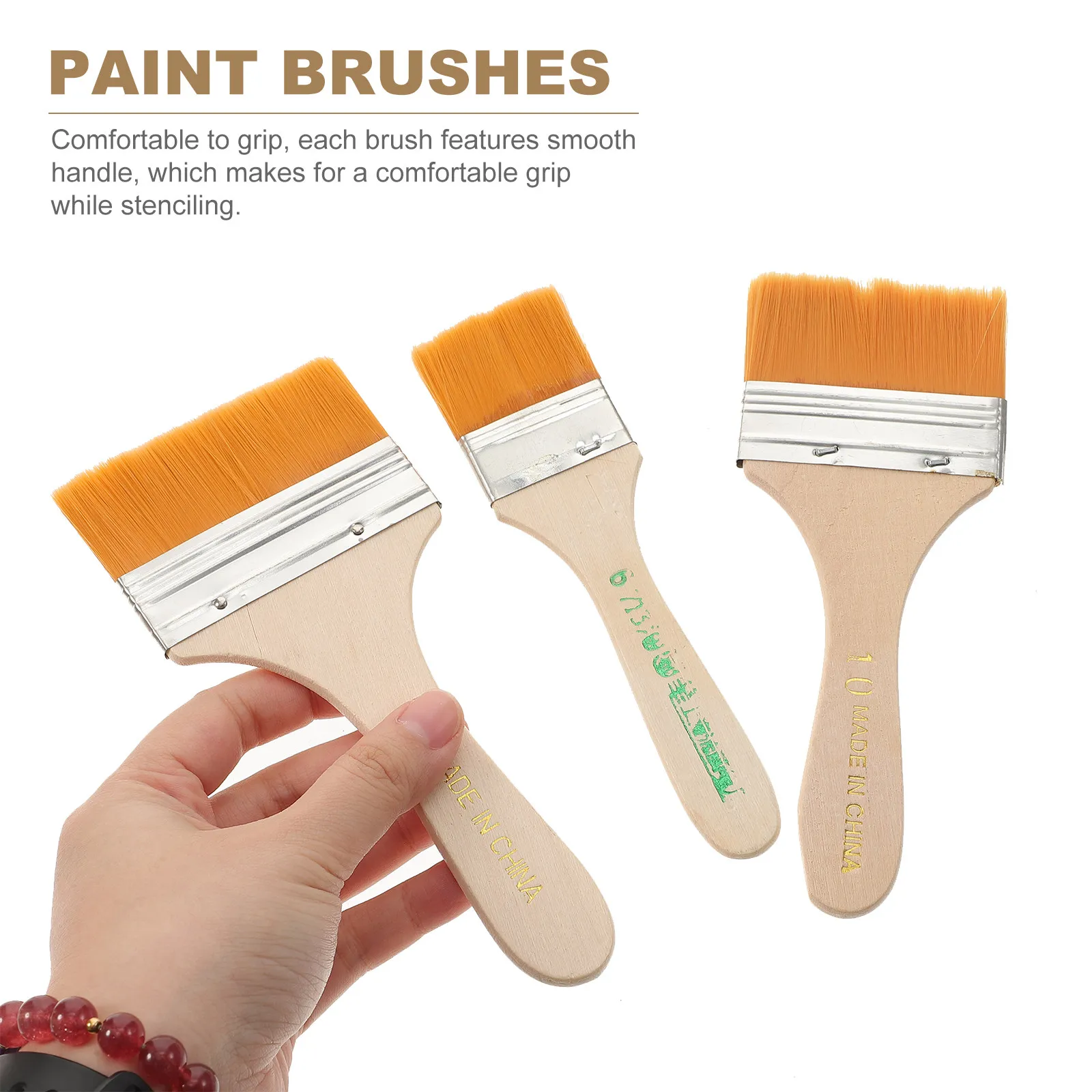 6Pcs Oil Painting Brushes Wooden Handle Even Color Distribution Multipurpose Paint Brushes Household Art Accessories