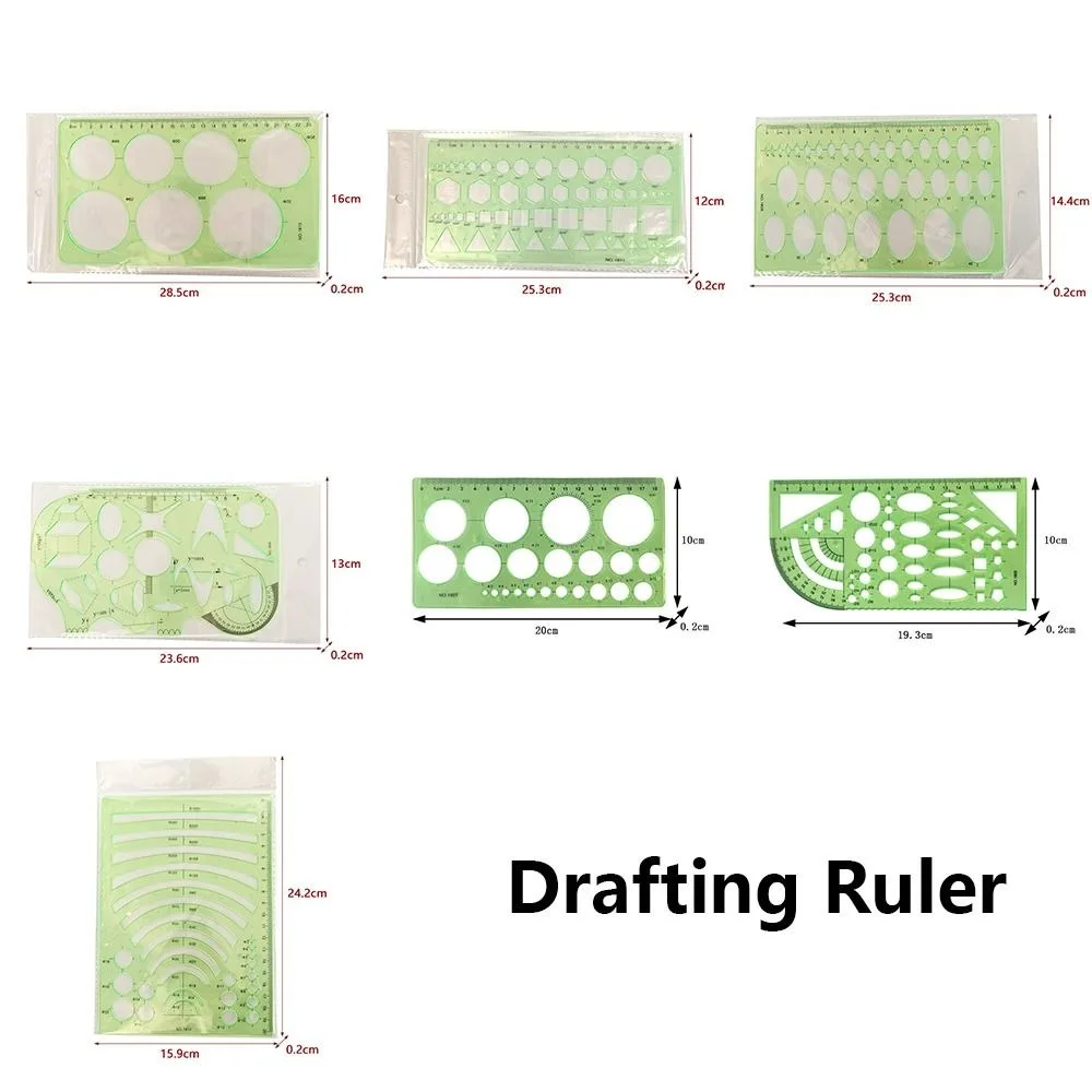 Modello geometrico Righello Disegno tecnico Righello ovale in plastica Studente di matematica Pittura Strumento di disegno Fornitura di disegno
