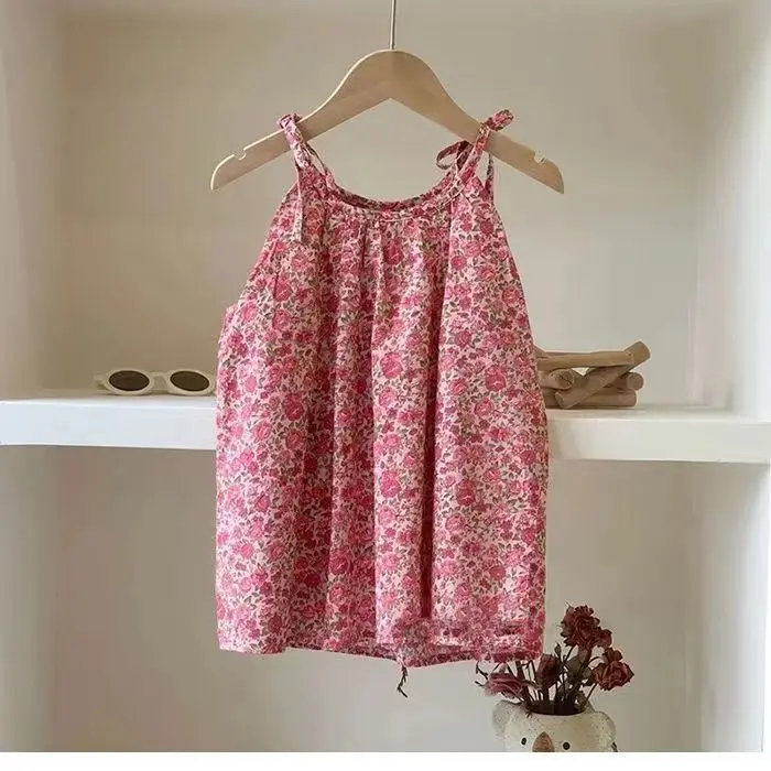 Girls Floral Strap Dress Summer Fashion New 2026 Trendy Sweet Cute Temperament Dress Baby Dress Childrens Princess Trend