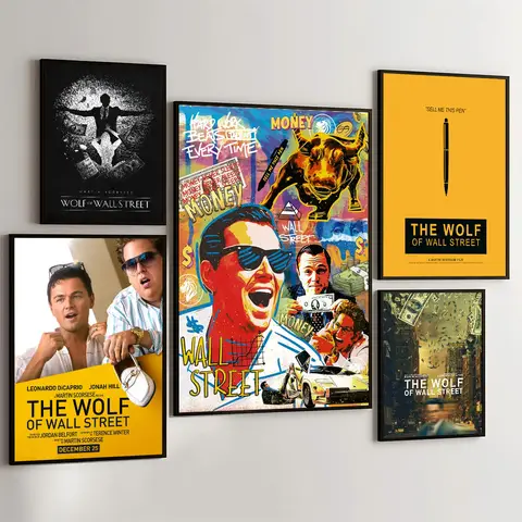 Póster de The Wolf Of Wall Street, carteles adhesivos de película, Retro pegatina de papel Kraft, pintura de pared de arte estético DIY para habitación, Bar y cafetería, 1 unidad