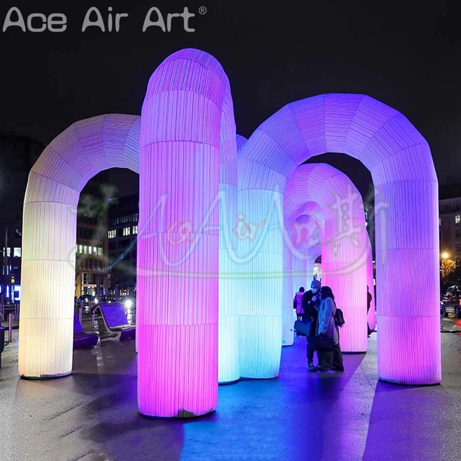 

Надувная светящаяся дверная арка, красочная гигантская арка со светодиодной подсветкой, художественное освещение, работает для декора сада или продвижения мероприятий