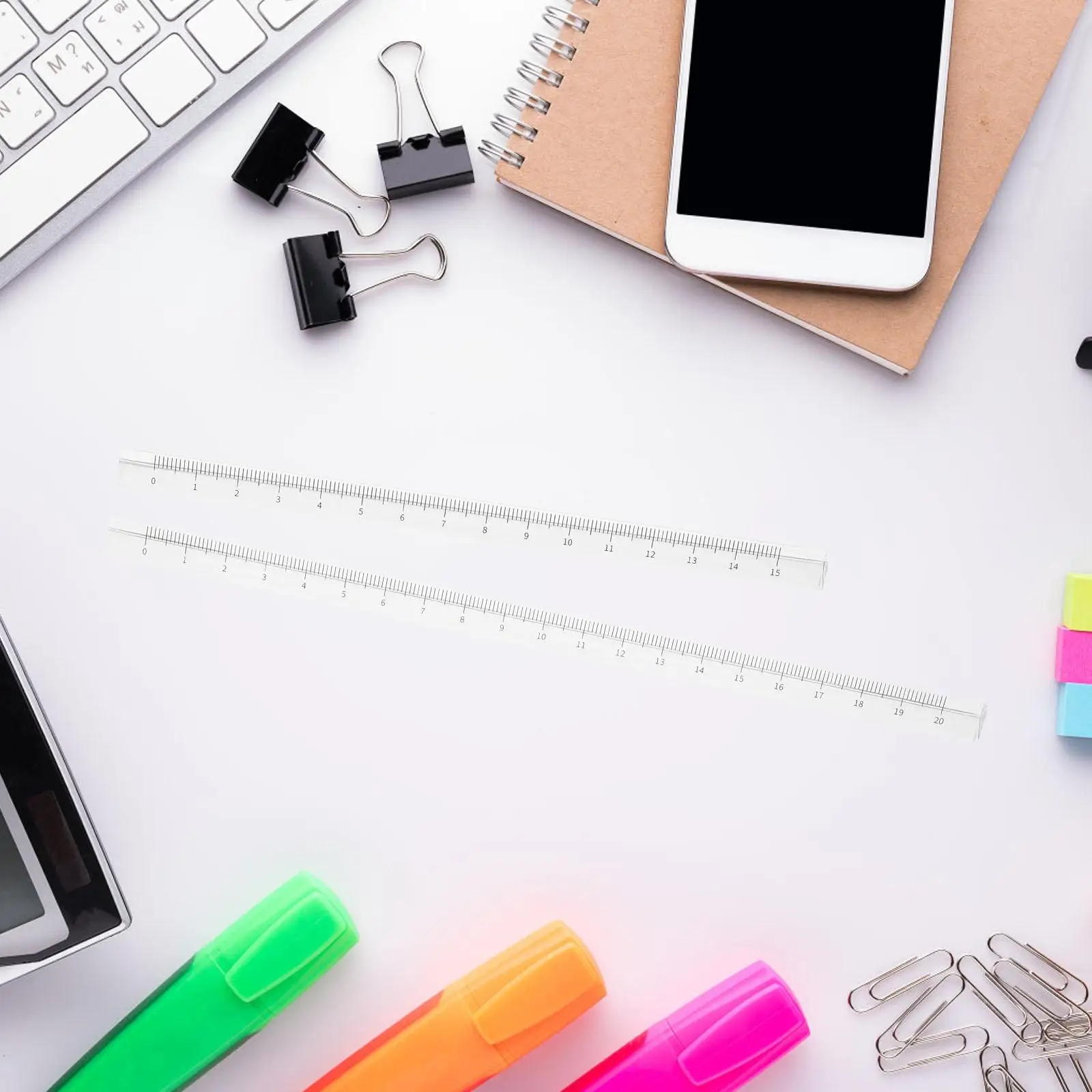 2 Pcs Transparent Triangular Ruler Office Measuring Supply Supplies Stationery Architectural Scale Millimeter