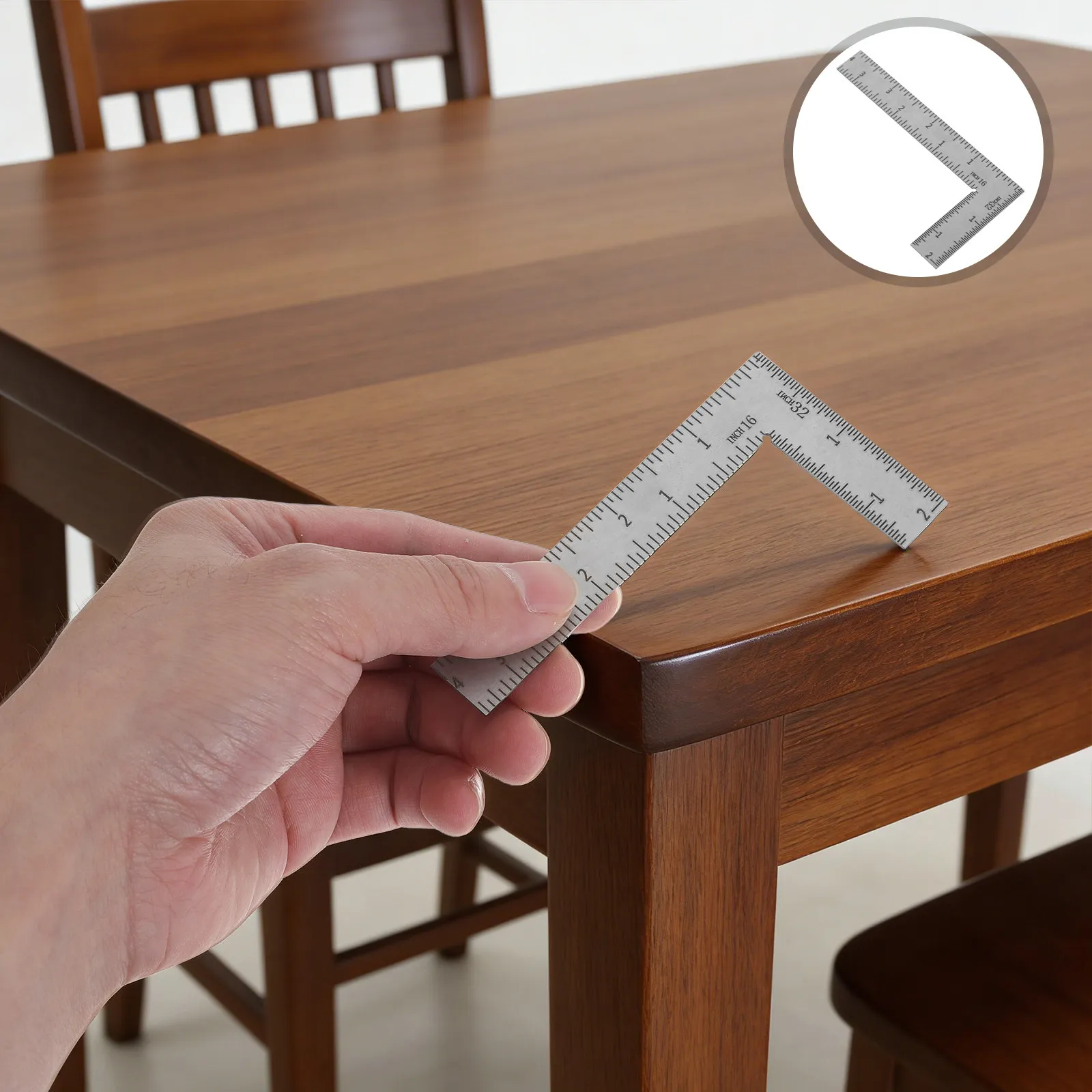 

Mini Stainless Steel L-Shaped Square Ruler 4x2 Inch Multifunctional Right Angle Measuring Tool for Woodworking Engineering