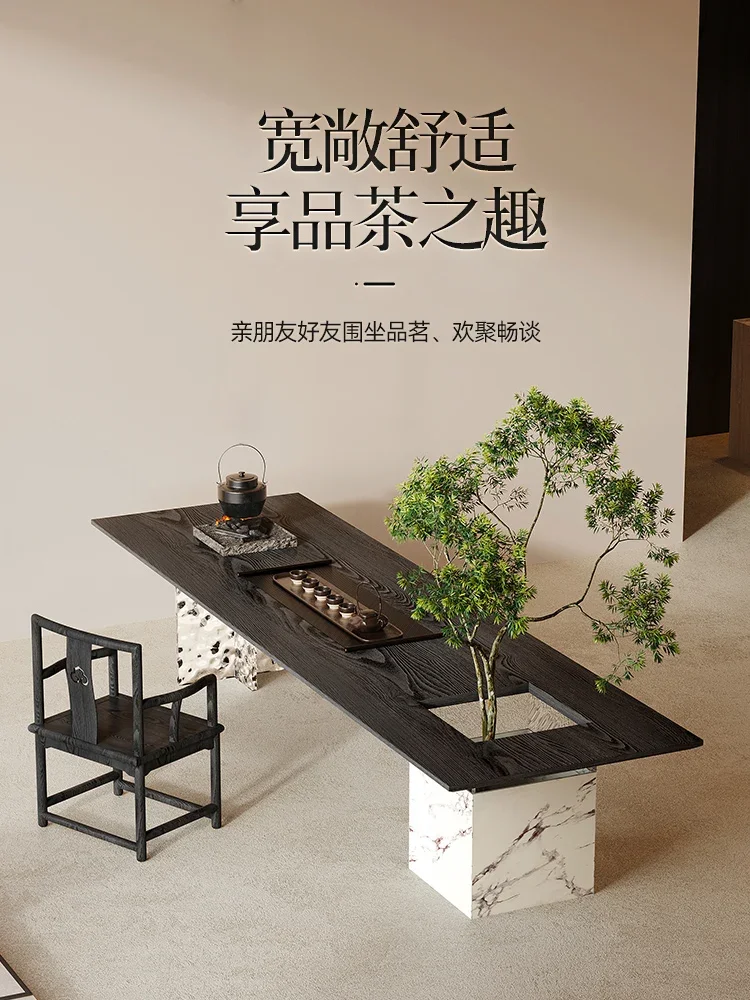 Wabi sand wind tea table ash wood home solid wood large board table modern simple balcony tea table designer desk