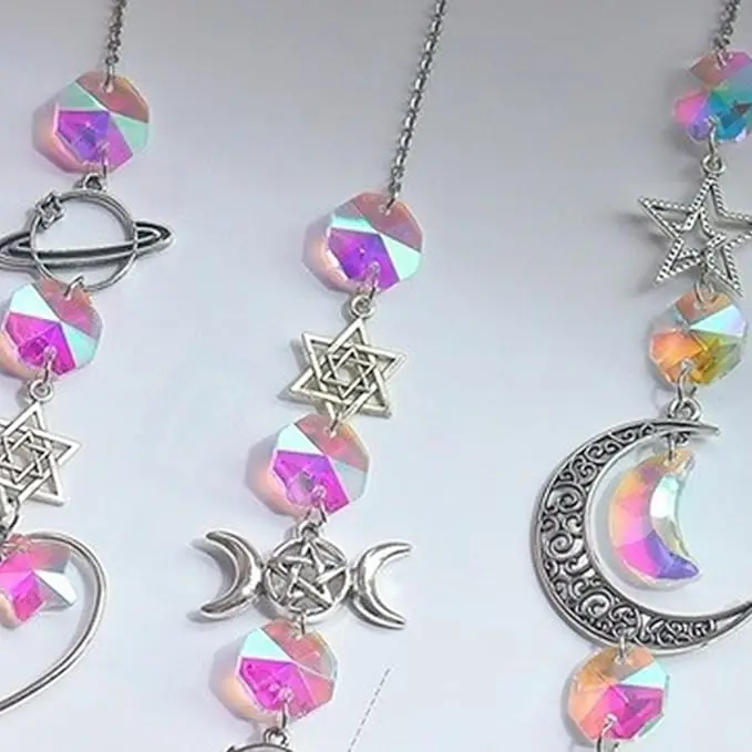 Immagine 7: Campana a Vento in Cristallo, Acchiappasole Arcobaleno, Acchiappasogni, Decorazione per Casa e Giardino, Campana a Vento per Festività e Decorazioni Domestiche
