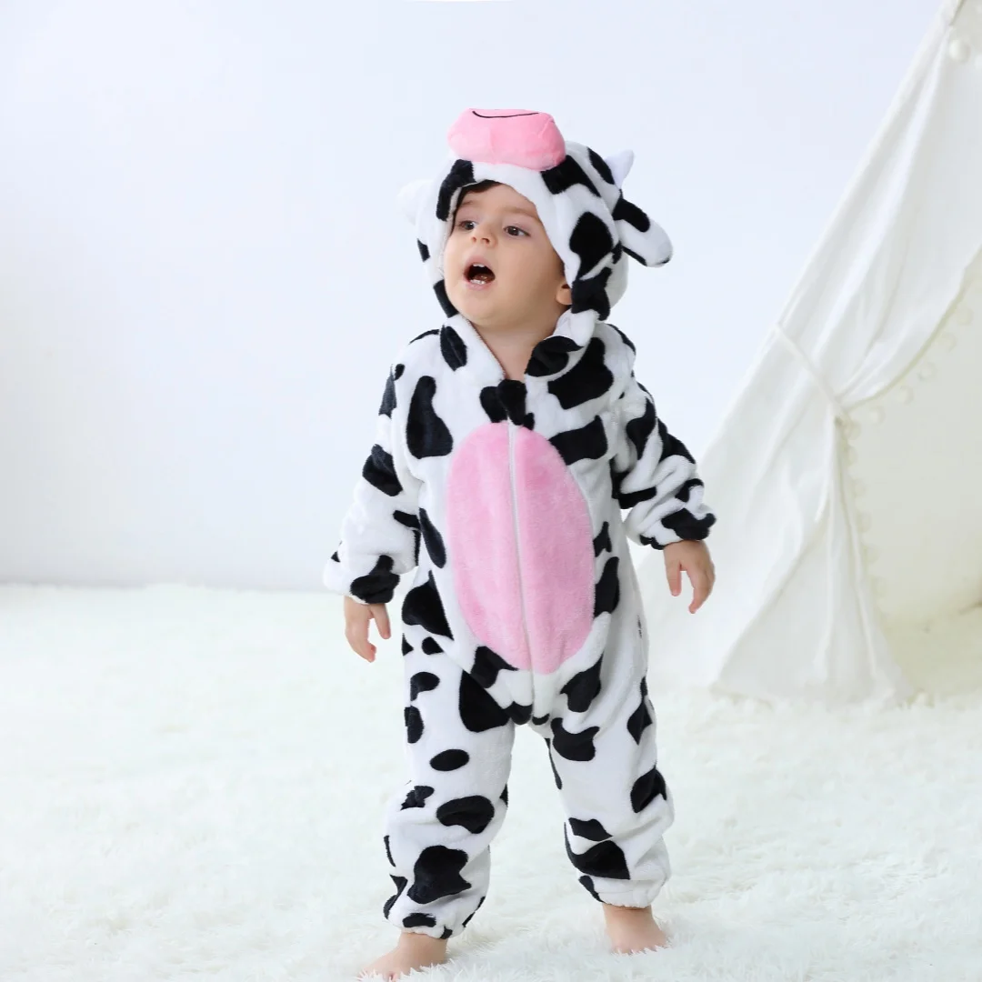 Inflant Newborn Rompers Kigurumi Winter Animal Onesie Kids Jumpsuit Pajamas Baby Cow Costumes For Christmas Halloween Party