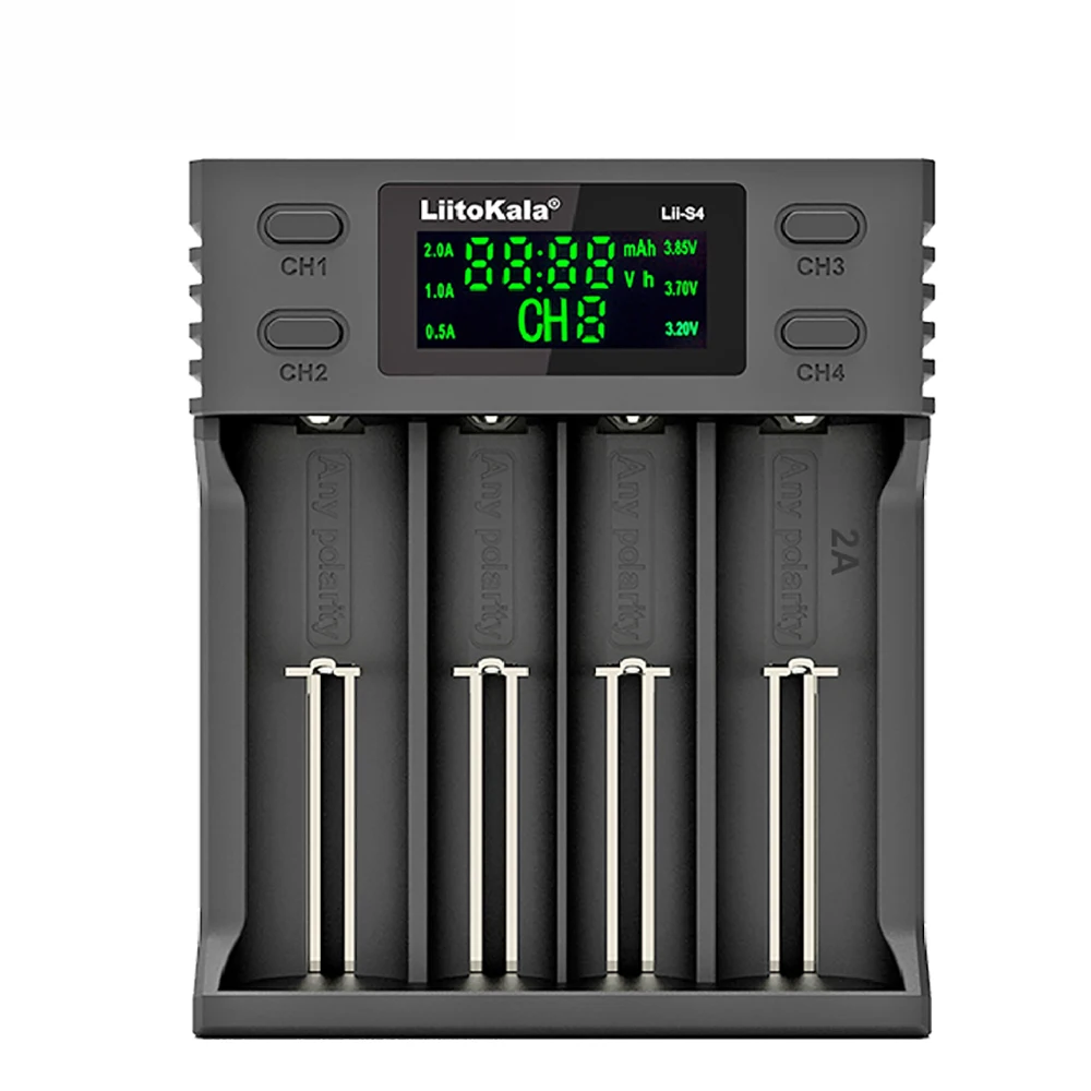 Liitokala Lii-S4 الشواحن الذكية شاشة الكريستال السائل شحن 3.7 فولت لى أون 18650 18350 18500 10440 14500 26650 1.2 فولت AA AAA NiMH بطاريات