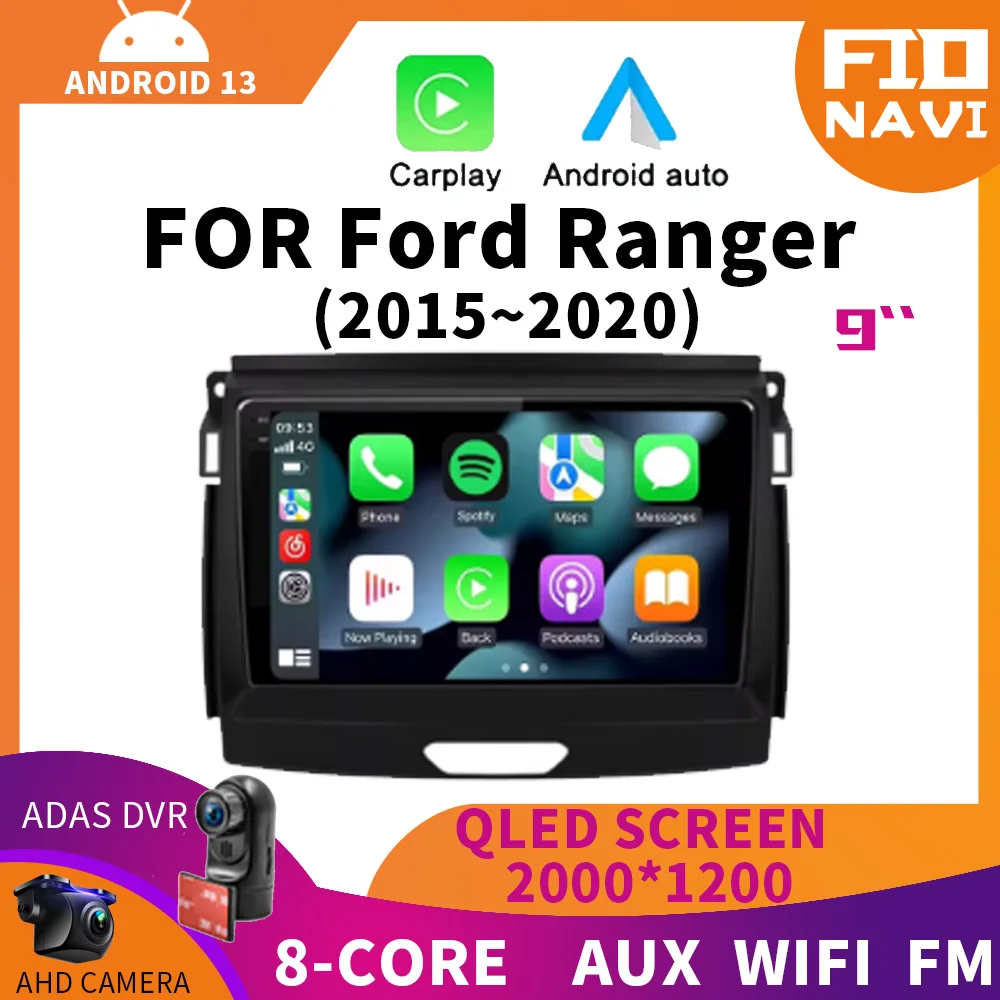 

Android 13 Car Radio Stereo QLED Screen For Ford Ranger 2015 2016 2017 2018 2019 2020 GPS Multimedia Carplay Autoradio Head unit