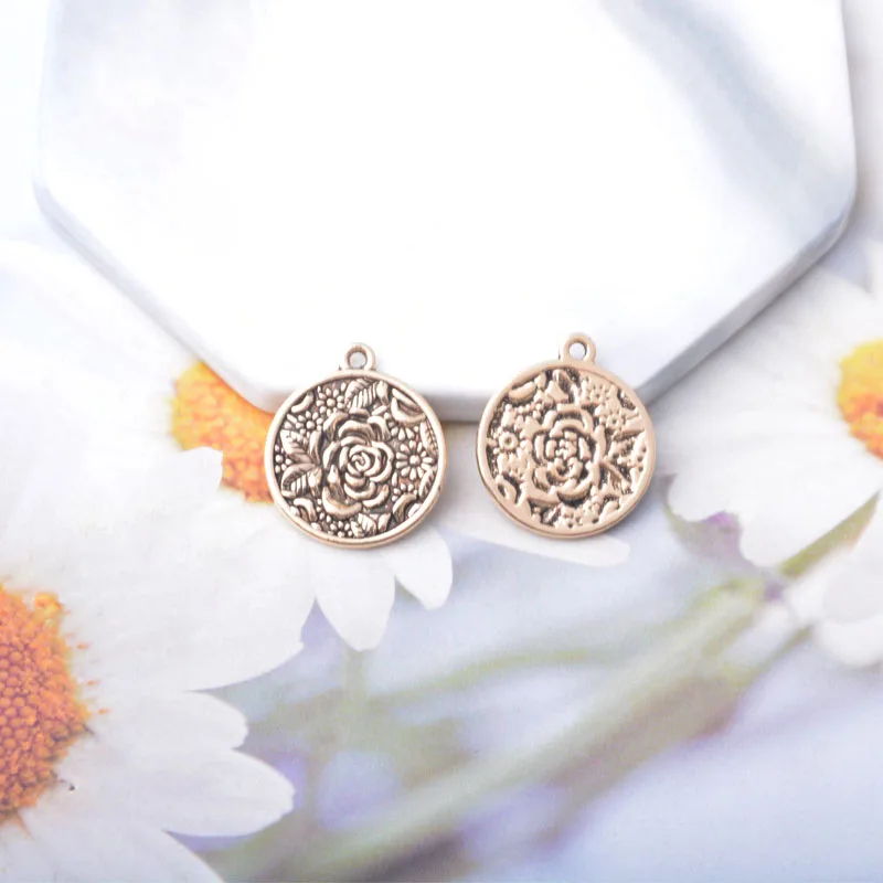 10 Stück Boho Zinklegierung Runde Ohrring-Anhänger Runder Baum Sonnenblumen-Anhänger DIY Damenohrringe – Detail 10