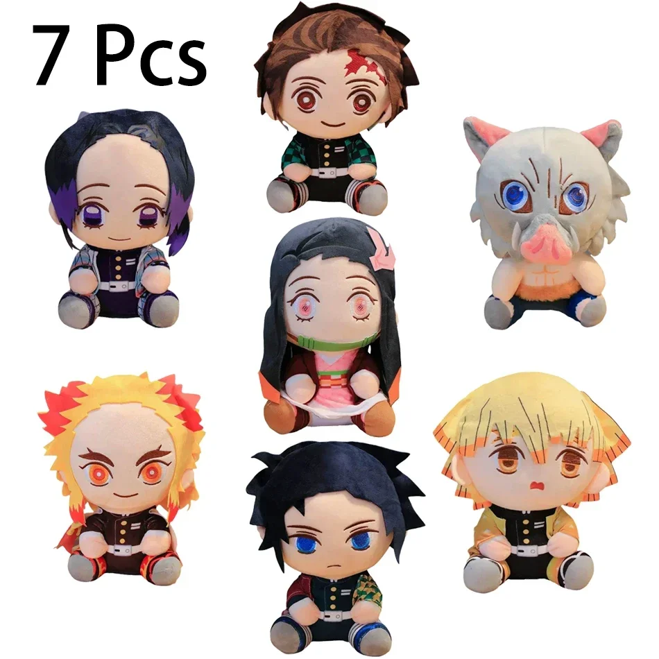 

20 см популярные японские плюшевые куклы Demon Slayer, милые аниме Kimetsu No Yaiba Kamado Tanjirou Nezuko Zenitsu Kyoujurou, игрушки, подарки для детей