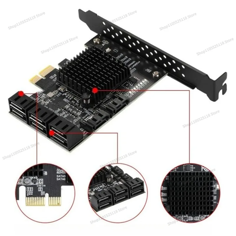 For PCI-E To 3.0 Expansion Card 8-port 6G Adapter Card, Hard Disk 88SE9215 Accessories