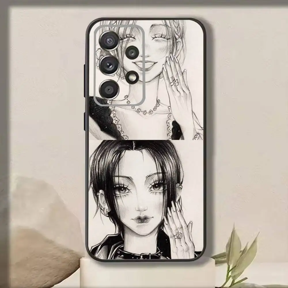حافظة هاتف J-Japanese Classic Anime NANA لهاتف سامسونج S25، S24، S21، S22، S23، S30، Ultra، S20، Plus، Fe، Note، 10,9,5G غطاء أسود