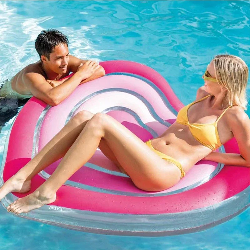 2024 Outdoor Inflatable Water Float Swimming Pool 168*142CM Love Shape Floating Raft for Women Beach Sports Toys