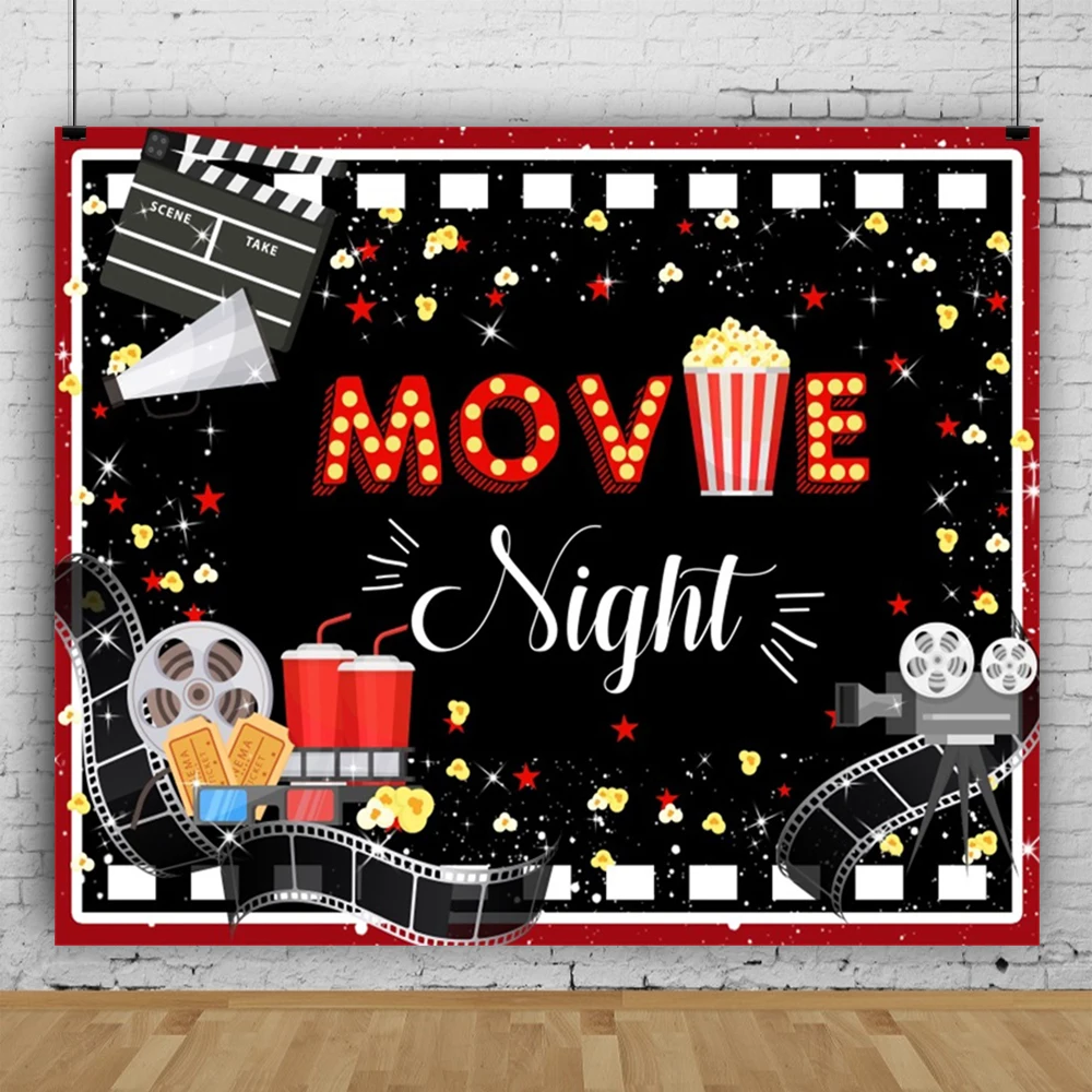 Film Movie Night Theme Party Backdrops Photography Cake Smash Table Banner Decor Popcorn Kids Birthday Family Photo Backgrounds