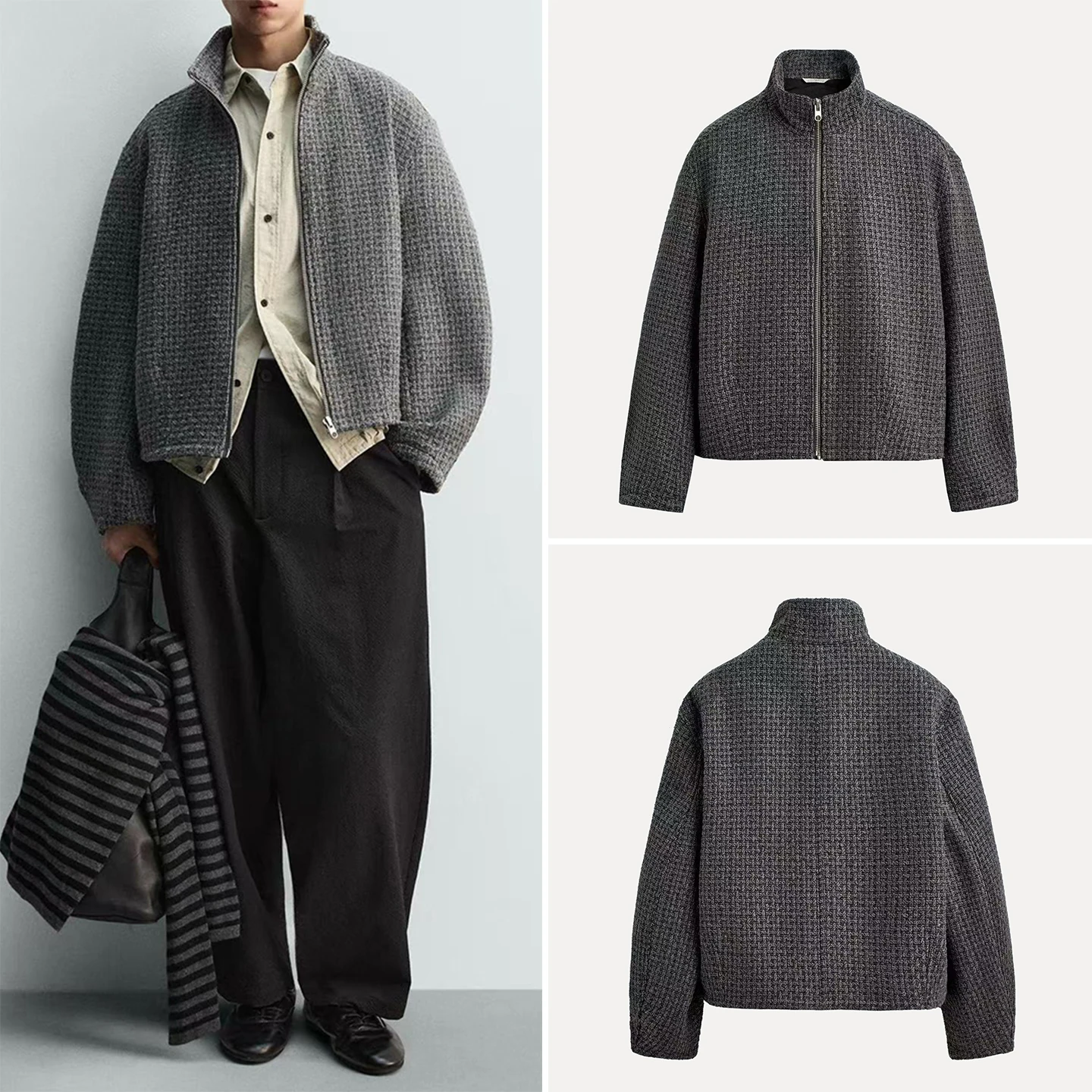 

Новая мужская зимняя куртка 2025 года: свободный крой, модная, на молнии, с вышивкой, асимметричная, повседневная, с длинными рукавами, воротник-стойка