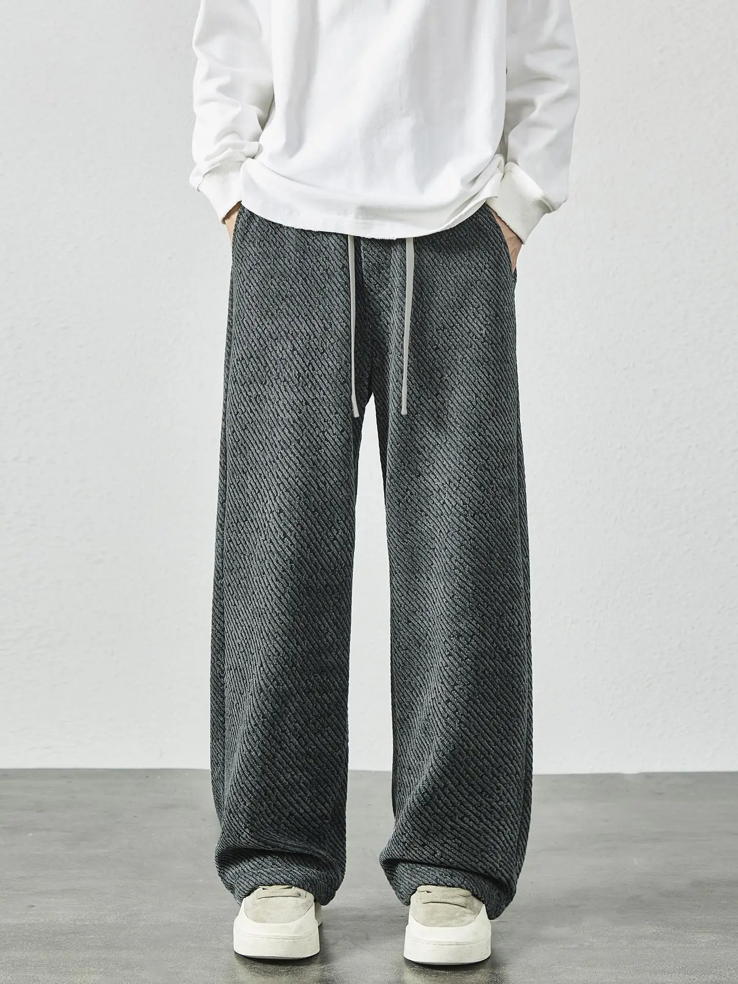 

UR YTUT American Lazy Sle Men's Straight Leg Casual Pants Autumn Trendy Loose Fit Large Size Casual Trousers