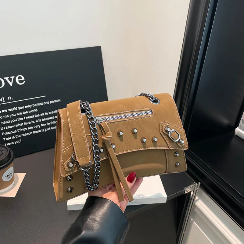 

Leisure Rivet Motorcycle Bag Crossbody Bags for Women Armpit Bag Women Shoulder Bags Purse and Handbag Designer Bag Bolsos Mujer