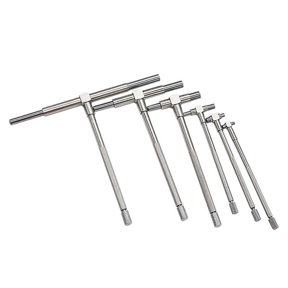 6Pcs Adjustable Inner Diameter Telescopic Gauge Stainless Steel  Measuring Tool Round Head Inner Diameter Telescopic Gauge