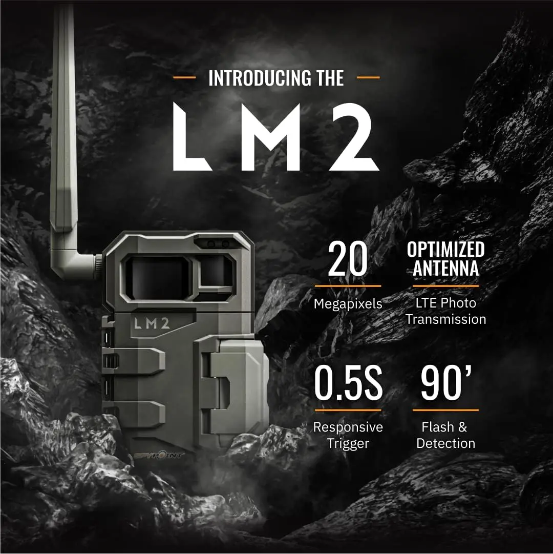 LM2 Twin Pack Cellular Trail Camera - 20MP Photos, Infrared Game Night Vision Photos, 90' Flash Camera & Detection Range, 0.5S T