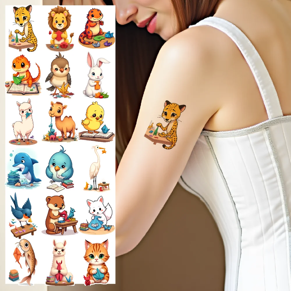 

28pcs Temporary Tattoo Animal Tattoos Waterproof Long-lasting Body Stickers Origami Tattoos Temporary Tattoo Stickers For Girls