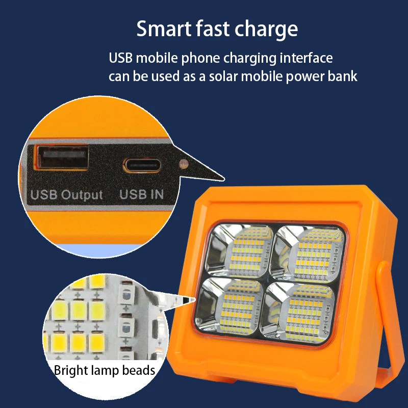 6000mAh Portable Solar Led Work Lamp USB Power Bank Outdoor Waterproof Solar Power Camping Tent Light Rechargeable Flashlights