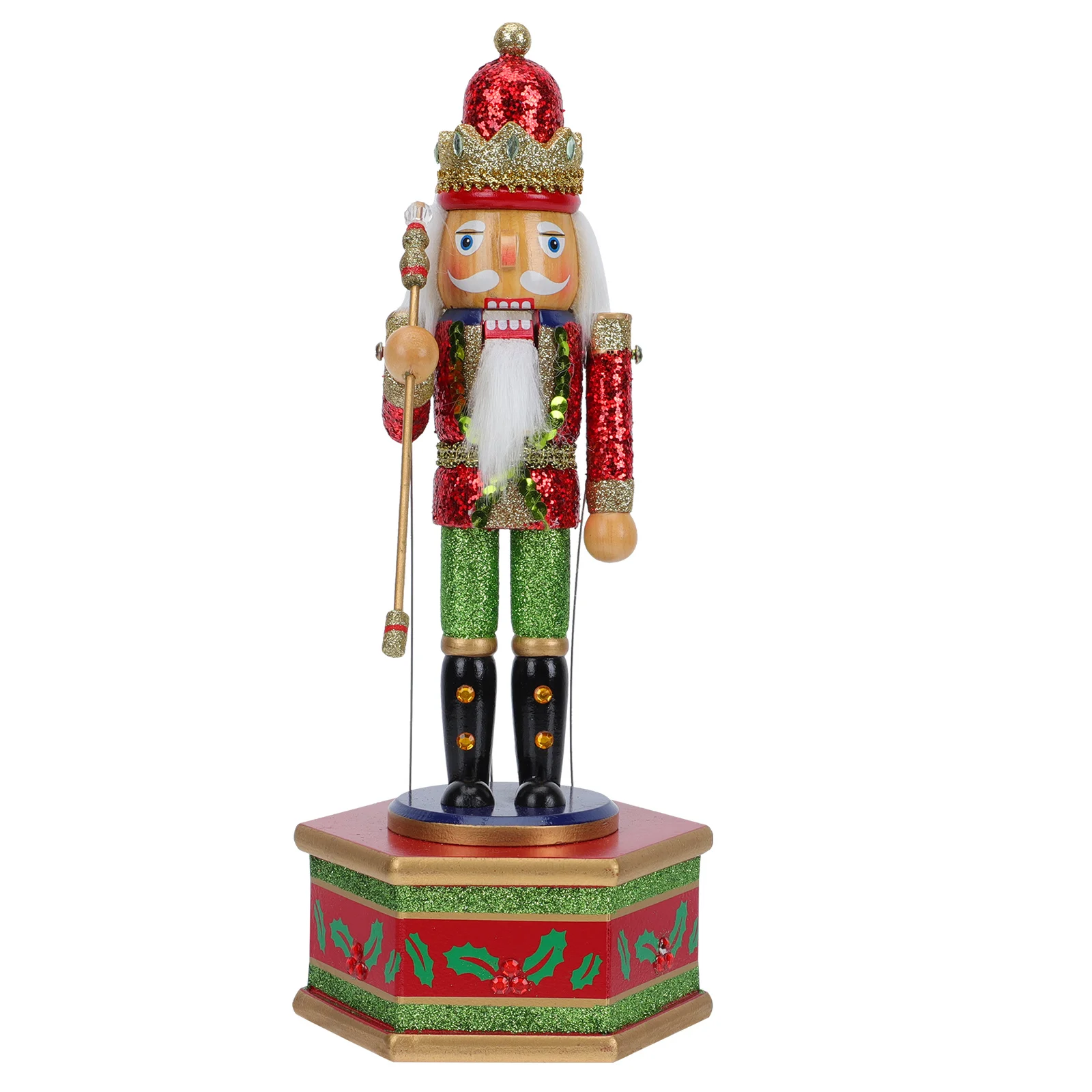 

1Pcs Xmas Melodies Box Nutcracker Style Wooden Musical Adorn for Office Home Study Party Favors and Festive Atmosphere