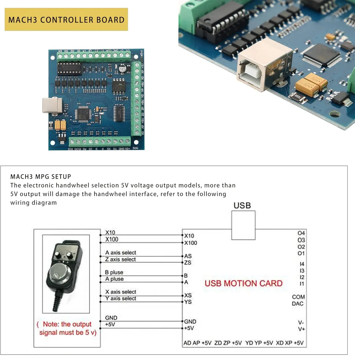 3 / 4 Axis CNC Controller Kit Nema23 Stepper Motor 76mm + TB6600 Driver + Mach3 USB Motion Card STB4100 V2.1