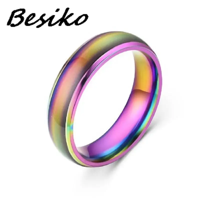 Besiko Magic Changing Color Rings Stainless Steel Mood Emotion Feeling Temperature Ring For Women Men Couple Rings Fine Jewelry