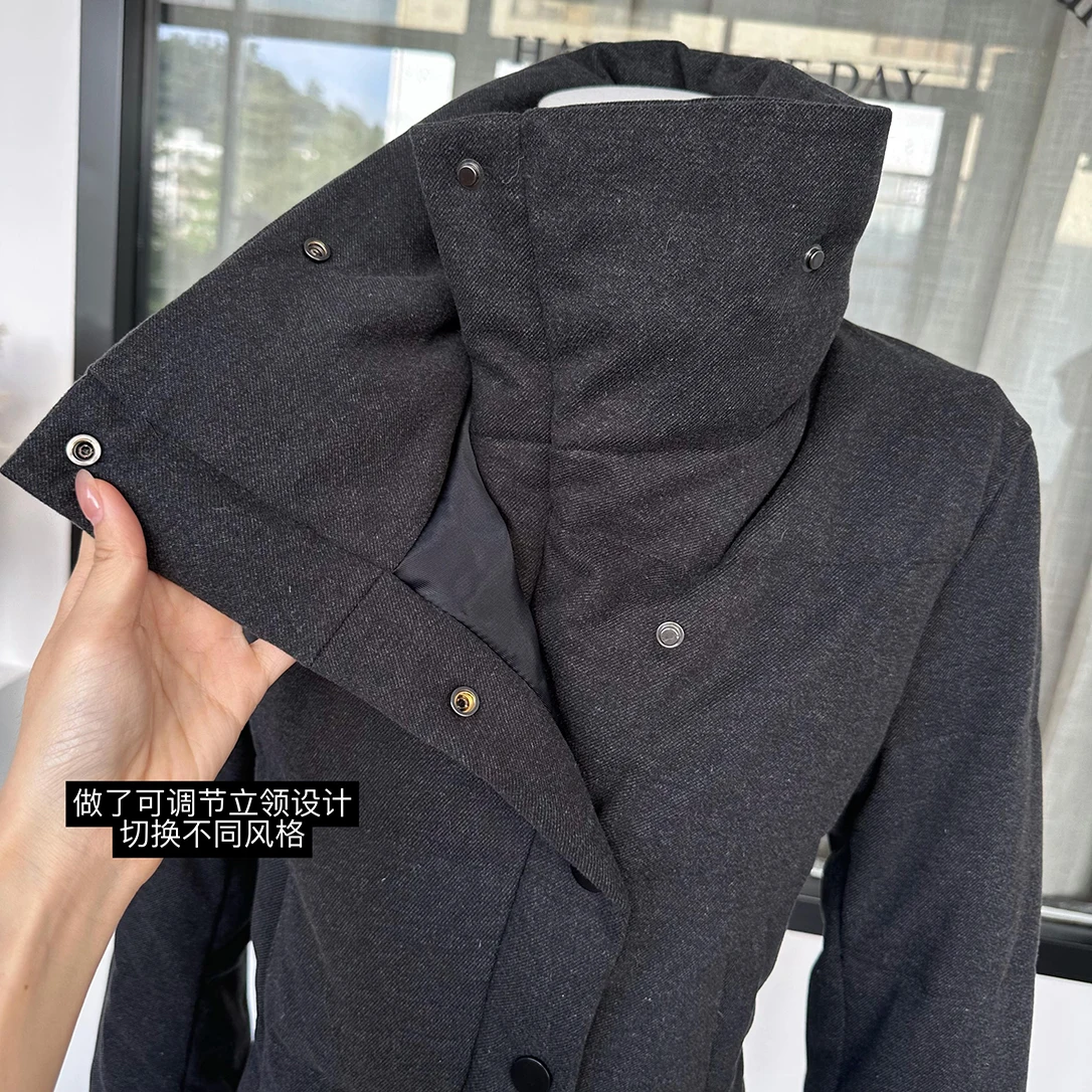 女性の秋冬シックなシングルブレスト長袖スリムホワイトダックダウンジャケットレディースストリートウェアソリッドカラー暖かいダウンアウター