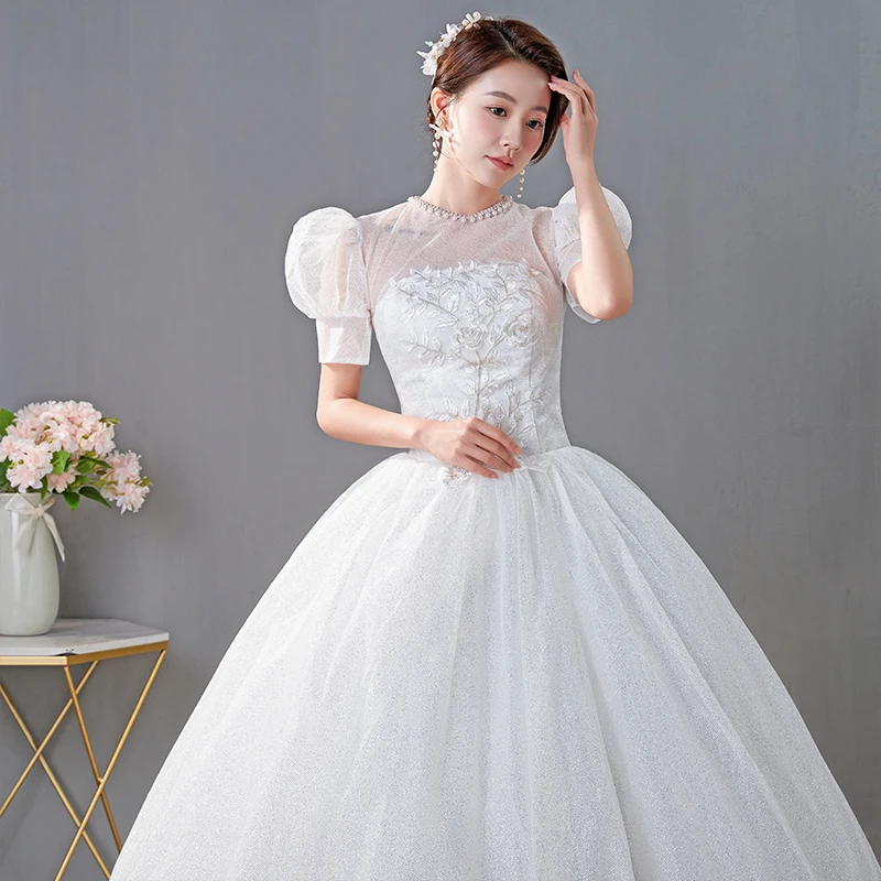 Wedding Dress Lace Up Ball Gowns Plus Size Wedding Dresses Bride Trailing Princess Dress  Vestido De Noiva