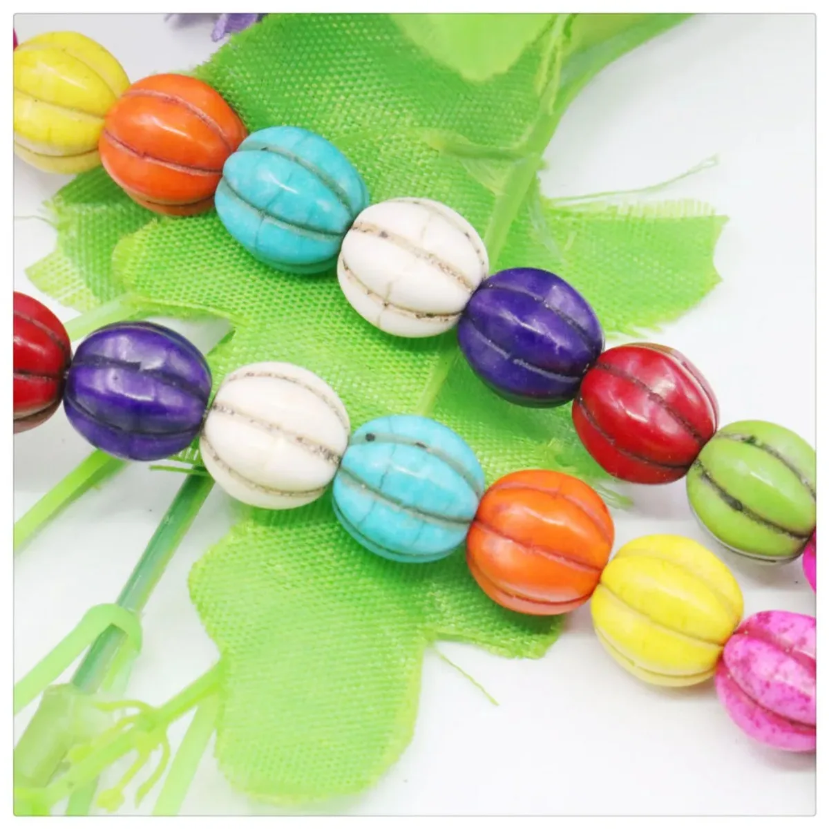 10 12 14 مللي متر متعدد الألوان اليقطين تركيا الفيروز فضفاض الخرز يدوية ل عقد دي اي واي سوار صنع المجوهرات تصميم النساء فتاة