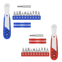 14 in 1 Mini Screwdriver Set 1/4 Right Angled Ratchet Screwdriver with Phillips Slotted Torx Magnetic Bits for Small Space