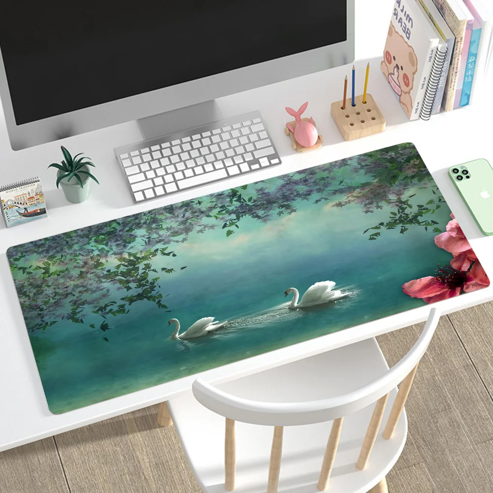

Swan Lake Mousepad Mouse Mat Desk Mat With Pad Gaming Accessories Prime Gaming XXL Keyboard Pad Padding Mat