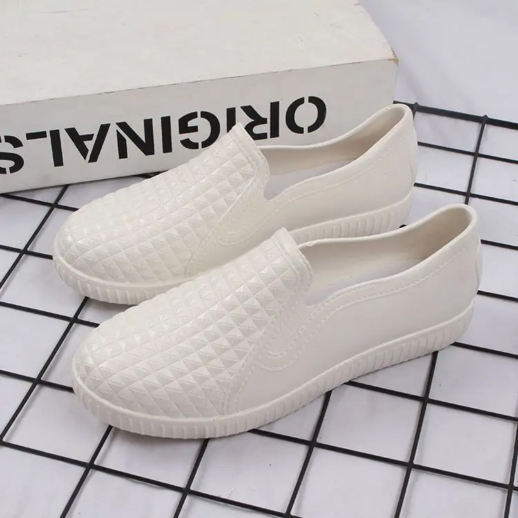 Women Fashion Waterproof Rain Shoes Non Slip Flat Kitchen Work Rubber Boots Low Top Short Rainboots All Season Outdoor