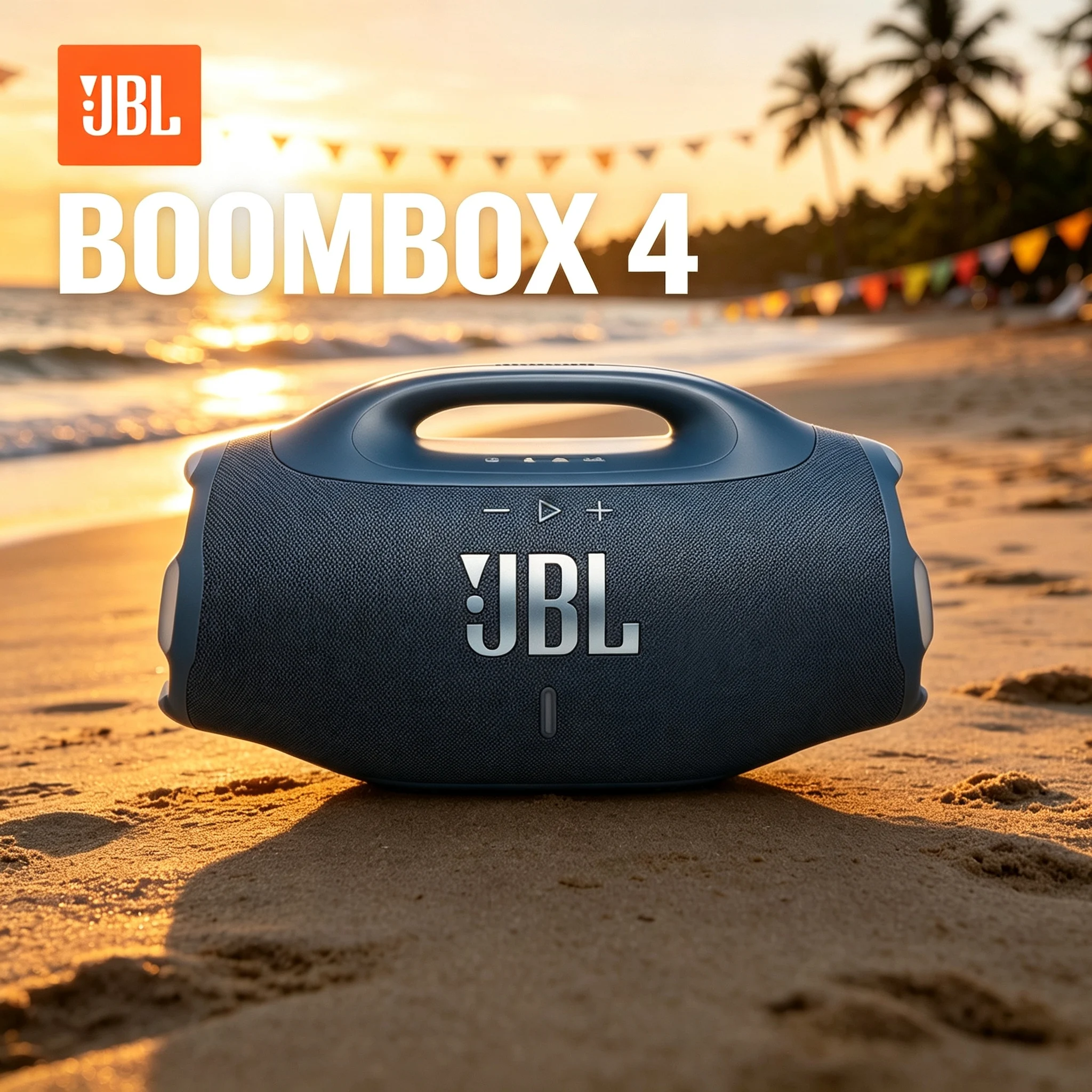 BOOMBOX 4 Portable BT Speaker, JBL Pro Sound, AI Boost, IP68 Waterproof, 34H Playtime, BT5.4, Reverse Charge for Beach Party