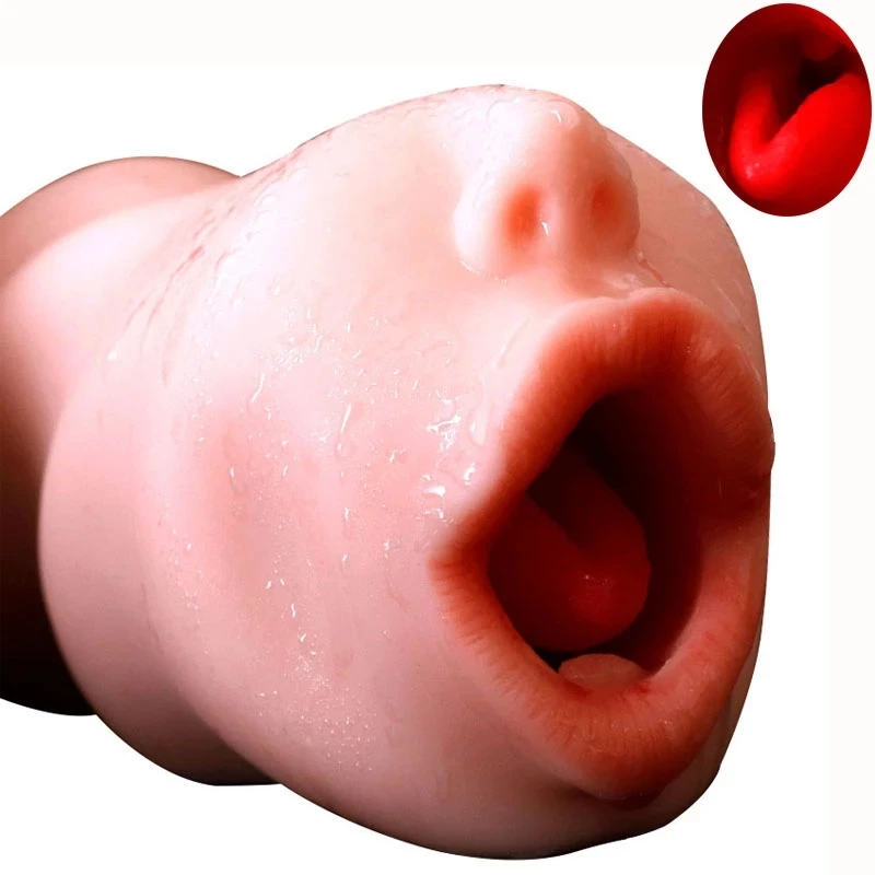 Aritificial Mouth Cup Sex Toys for Men Soft Silicone Mould Oral Masturbator Adult Aircraft CupPocket Pussy Deep Throat Tongue