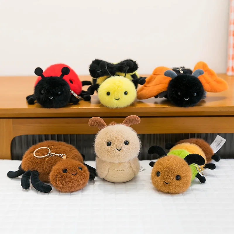 LLavero de muñeco de peluche de insecto pequeño, muñeco de peluche creativo, colgante de bolso, llavero de abeja de Caracol, regalo de cumpleaños, 1 unidad