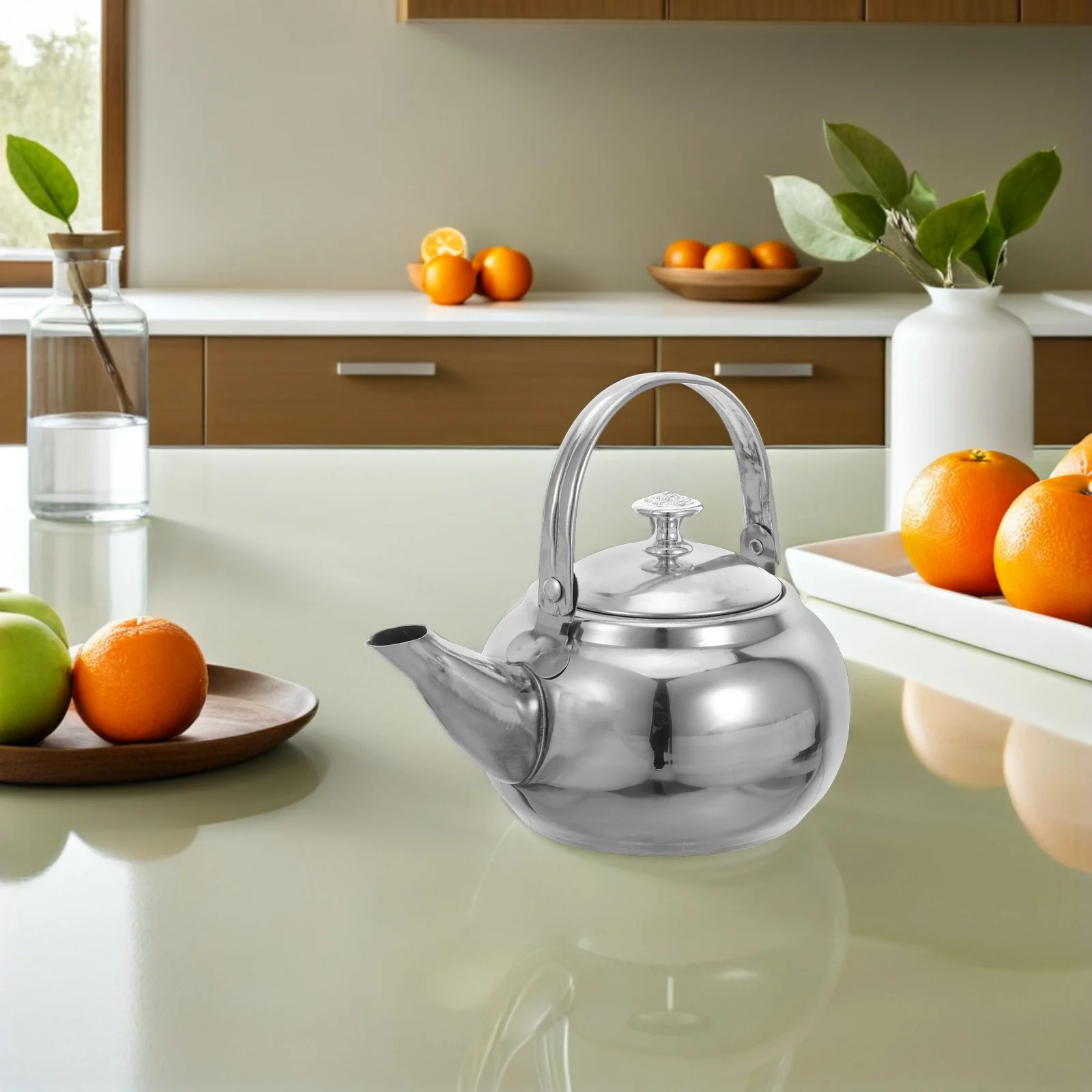 

Stainless Steel 14cm Exquisite Tea Kettle Stovetop Loose Leaf Infuser Brewing Pot for Home Kitchen Office Heat Resistant