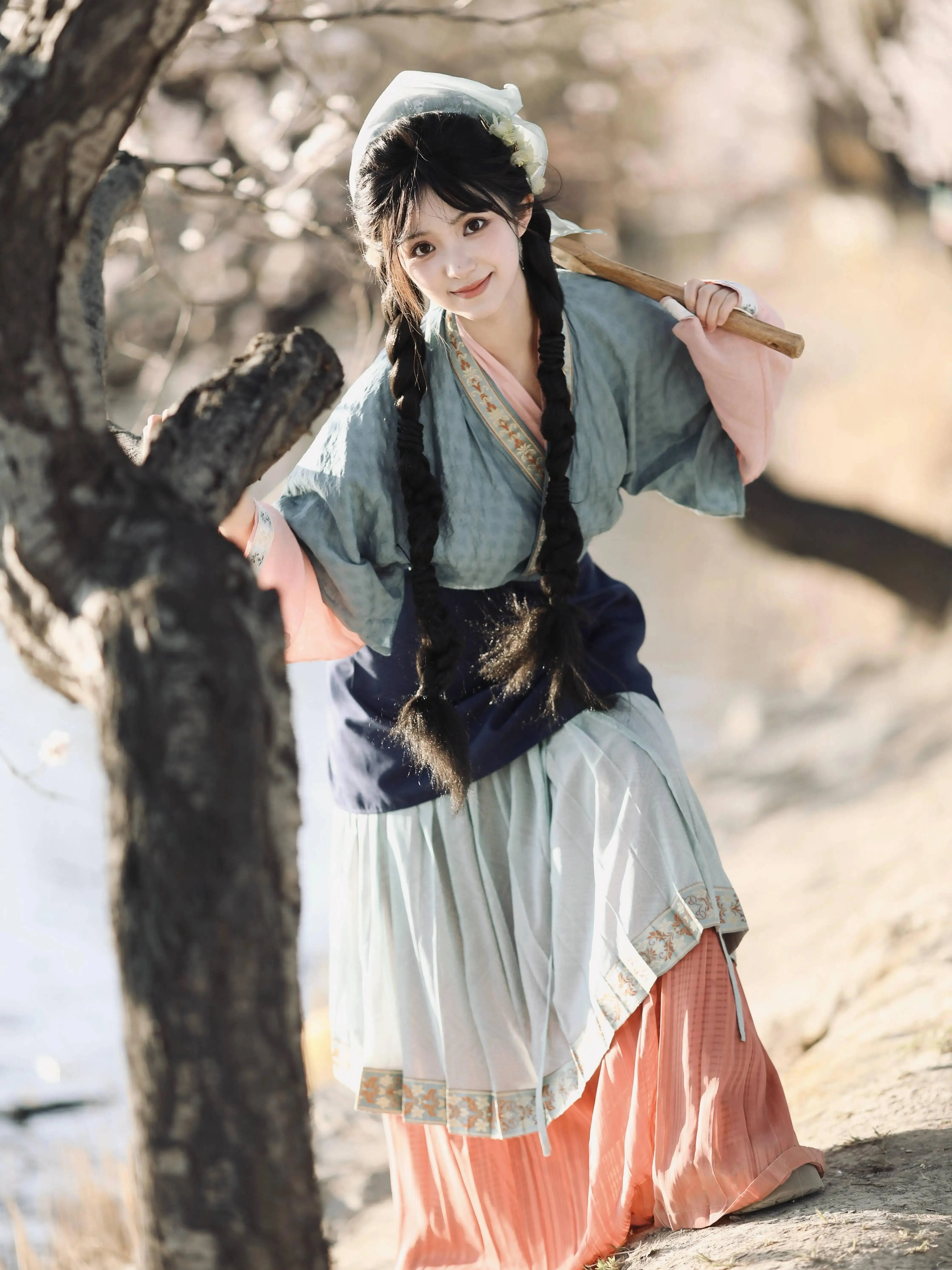 

Hanfu For Women In The Same Style As Zhu Yu, Wei-Jin Era Rural Girl, Pig-slaughterer, Farmer, Pastoral Ancient Costume,