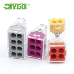 25PCS/Bag MinI Wiring Cable Connector Universal Terminals Block Push-in Electrical Wire Connectors 2/4/6/8 Pin Junction Boxed