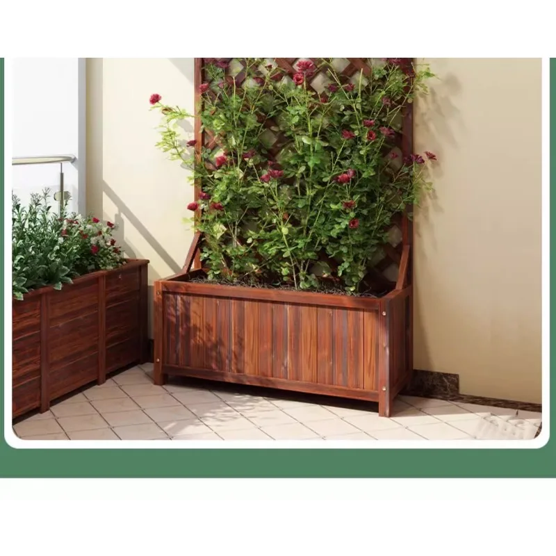 Balcony flower stand outdoor courtyard preservative wood fence fence outdoor partition flower box climbing vine frame garden dec