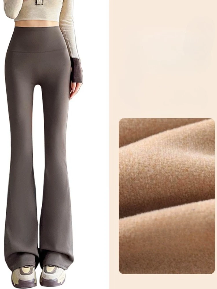 New in Autumn Winter Women Fashion High Waist Hip Lifting Belly Shark Flared Pant Yoga Plush Thickening Leggings Female Clothing